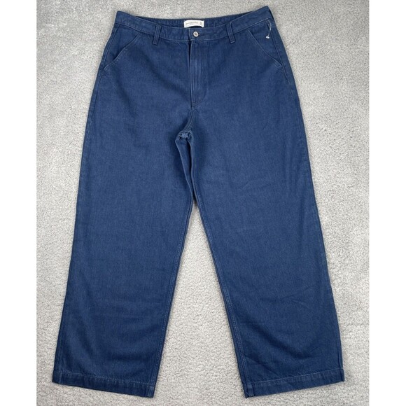 Abercrombie & Fitch Jeans Womens Size 32/14 Mid-Rise Curve Love Baggy DK Wash - Picture 1 of 10